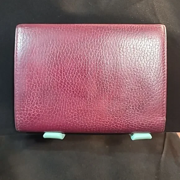 Cartier Tri-fold Wallet Mast Lines Bordeaux Leather Good Used Condition